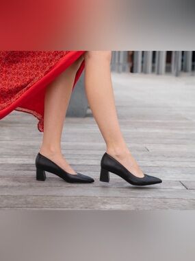 Ally NYC Black Patent Leather Lower Block Heel 8.5 Wide - $335.00